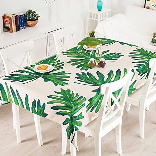 100*140cm beige green palm leaf modern Scandinavian nature Instagram table cloth cotton linen dining table picnic rectangular square eco-friendly covering