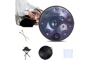 LXHGVKHJ Handpan Drums de 432Hz/440Hz, Steel Tongue Drum de 9/10/ 12 Notas, Instrumento para principiantes y profesionales, Hand Pan Drum de 55cm con todos los accesorios (Size : 432Hz, Color : BLUE_12 NOTE