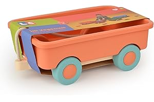‎LET'S BE CHILD Spielzeug-Zugwagen für Kinder | Innen- und Außenbereich Ziehbarer Handwagen Geeignet für Kinder Ab 2 Jahren Garten- und Strandspielzeug | Geschenke für Mädchen und Jungen (Lachs)