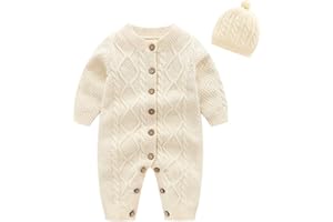 amropi Neonato Maglione Unisex Bambino Tutine Manica Lunga Pagliaccetto Lavorato a Maglia Tuta per 0-24 Mesi