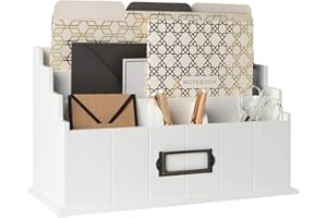 Blu Monaco White Wooden Mail Organizer - 3 Tier White Desk Organizer - Rustic Country Mail Sorter - Kitchen Countertop Organizer Mail Basket