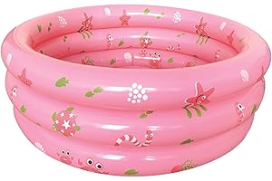 SATISKID Inflatable Swimming Pool 90 cm Children's Inflatable Paddling Pool Baby Above Ground Pool Inflatable Round Swimming Pool Inflatable Bath Shower for Outdoor Home Balcony Summer Water Party (Pink)
