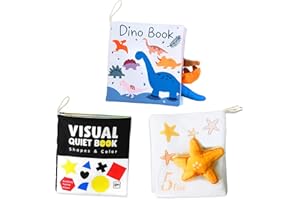 Richgv Libro para bebés, Libro de Tela Suave, Libro de Juguetes para bebés, Libro de Tela Educativo y de Aprendizaje con muñeca 3D (3 Piezas)