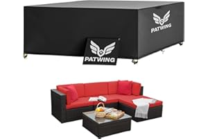 PATWING Housse Salon de Jardin, Housse Table de Jardin avec Corde et Boucle Verrouillage, Housses pour Mobilier de Jardin, Bâche de Protection Étanche 600D Oxford Tissu Imperméable (200*160*70cm)