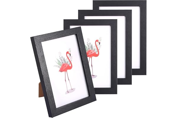 HFDONGL Uppsättning av 4 fotoramar 10 x 15 cm fotoram svart trä bildram liten bildram set för vägghängningar eller bordsdekoration