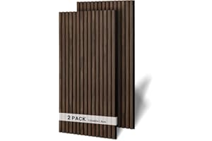 AKK-ART Akustikpaneele Holz 120x60cm-2er Set(1,44m²) 3D Wandpaneele mit Holzfurnier & Filz, Akustik Holzpaneele Wand Für Studio, Wohnzimmer & Büro|Dekorative Wandverkleidung Innen Dunkel Walnuss#11