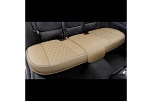 Black Panther PU Leather Rear Bench Car Seat Cover Protector Fits 90% of 4-dr Vehicles for Seat Bottom Only (Not for Pickup Truck and Large SUV), Diamond-Quilted - Beige