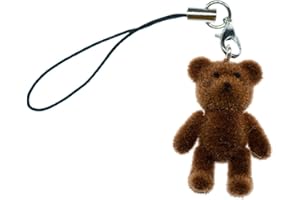 Miniblings Teddy Teddybär Flock Handyanhänger Handyschmuck Bärchen dunkelbraun- Handmade Modeschmuck I Anhänger Handyschmuck Schlüsselanhänger