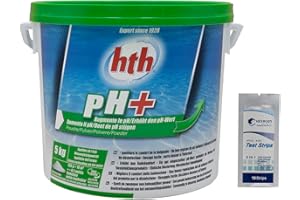 HEXAGON PISCINE ET SPA HTH pH Plus Poudre - 5kg | Correcteur de pH Solide - Augmente Le pH + 10 Tests HPS OFFERTS 6 en 1