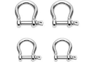 BOLOEST 4pcs M8 M10 D Ring Screw Shackles with Screw Pin Heavy Duty 304 Stainless Steel Bow Shackle for Marine Mounting, Camping, Climbing Hiking