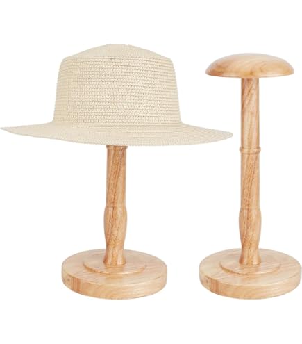 GOMAKERER 1Pcs Wooden Table Hat Stand, Coffee Hat Stand Holder Vintage Brown Hat Rack Dome Shaped Stem Hat Rack Wig Display Rack Helmet Organizer Storage For Home