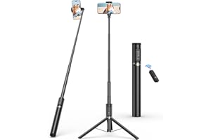 SYNCWIRE Palo Selfie 157 cm, Trípode Selfie Stick de Aluminio con Mando a Distancia Bluetooth Recargable para iPhone y Smartphones Android, Viajes, Vlogging, Grabación de Vídeo, Negro