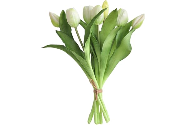 EnixwH 7 delad konstgjord tulpanbukett naturtrogna konstblommor för fest, hem och bröllopsdekor, matbord, hotell och gör det själv projekt