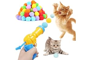 SIMSPEAR Interactive Cat Toys, Cat Ball Toy Launcher with 100PCS Soft Pom Balls, Funny Cat Balls Shooting Toy, Cat Toys Interactive for Indoor Cats Training Exercise Playing