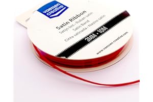 Vaessen Creative 301002-0009 Satinband Rot, 3 mm x 10 Meter, Schleifenband, Dekoband, Geschenkband und Stoffband für Hochzeit, Taufe und Geburtstagsgeschenke, 3MM