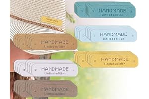 ZoeTekway 48 Stück Handmade Label zum Annähen Handmade Label Leder Stricken Zubehör für DIY-Hüte Kleidung (Sechs Farben)