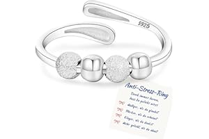 Senteria Angst-Ringe für Frauen - Verstellbare Sterling Silber Ringe mit Perlen - Stress Spinner Ringes für Frauen - Fidget Ringes gegen Angst