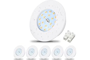Allesgute Lot 6 Projecteurs Encastrables Étanches pour Salle de Bain, Cuisine, Salon Luminaires Ronds IP44, 230V 5W, Blanc, Ultraminces 30mm, Blanc Naturel 4500K 500lm