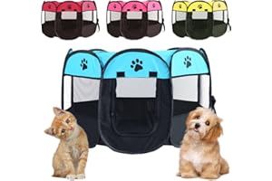 Piashow Parque para cachorros, plegable, para perros y cachorros, tejido Oxford, impermeable, para perros, conejos, cobayas, gatos, para interior o exterior, 73 x 73 x 43 cm, azul