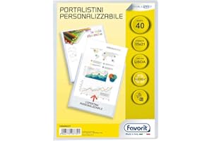 Favorit Portalistino Personalizzabile 40 Buste Lisce, 15 x 21 cm, Trasparente