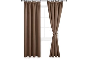 DWCN Tenda oscurante con nastro arricciato, 2 pezzi, termoisolante, per camera da letto, soggiorno, colore cachi, 228 x 228 cm (altezza x larghezza)