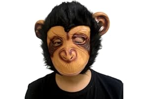 HATFRYF Máscara de Mono, Máscara de Mono Divertido, Mask de Látex Animal, Transpirable de Animal para Halloween Disfraces Fiestas Carnavales