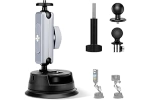 LTSKY Auto Saugnapfhalterung für Insta-360 X5 X4 X3 X2/GO 3S/GO 3/Gopro Hero 13 12 11 10 9 8/DJI Osmo Pocket 3/2/Action 5/4/3/2, Action Kamera Saugnapfhalterung mit 360°-Doppelkopfkugel