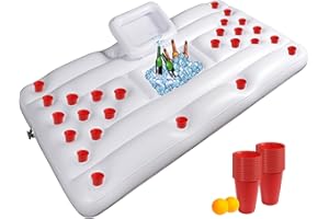 Gonflable Porte-Boissons Flottant avec 28 Gobelets et 2 Balles de Ping-Pong, Jus de Plateau de Boissons Salade de Fruits Buffet Serveur Grande Capacité Gonflable Piscine Bouee Matelas