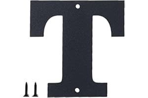 SANSHAOYE Hausnummern und Buchstaben aus Metall - wetterfeste schwarze Beschichtung, ideal zur Dekoration von Garten, Tür und Briefkasten, mit einfach zu montierendem Nagelset (7.6 cm, T)
