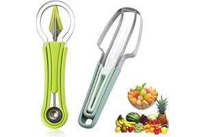 GOGOTOOL Watermelon Cutter, Stainless Steel Fruit Cutter, Ball Cutter and Fruit Carving Knife for DIY Fruit Salads, Summer Fruit Cutting Fork