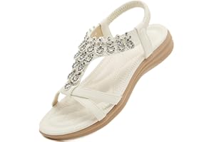 Acfoda Flache Sandalen Damen Sommer Freizeit Zehentrenner mit Weiche Fußbett, Gr.35-45