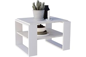 ‎CRAFTPAK CraftPAK Wohnzimmer Tisch für Couch aus hochwertigem Holzwerkstoff, Stabiler & moderner Couchtisch mit zusätzlicher Ablagefläche, Model Kaja 63, Farbe Kiefer-Weiß