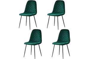 AINPECCA Set of 4 Velvet Dining Chairs Fabric Upholstered seat with Metal Legs Dressing Lounge Home (4, Green)