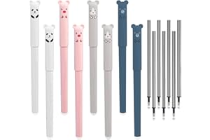 Ailvor Radierbarer Kugelschreiber, 8 Stück Tintenroller Radierbar mit 20 Nachfüllungen, Cartoon Löschbarer Stift, 0.35mm Erasable Pen Set für Studenten Geschenk, Schul Bürobedarf(Schwarz)