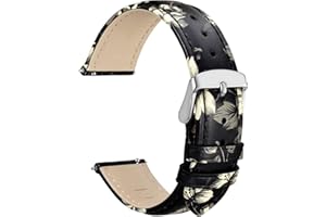 WOCCI Kwiatowy pasek do zegarka, paski zastępcze z prawdziwej skóry, paski szybkiego zwalniania, zapięcie ze stali nierdzewnej, 18 mm 20 mm 22 mm