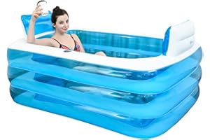 NOYHHAV Baignoire gonflable adulte Spa balnéothérapie Hickened Baril De Bain De Plage Baignoire Double Pliable PVC (160 * 115 * 55CM, Bleu)
