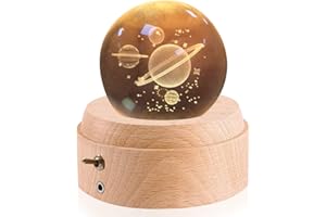 HABOWN Kristallkugel Spieluhr, 360 ° drehbare hölzerne Spieluhr mit Licht, Geburtstagsgeschenk, Projektionsfunktion mit Beleuchtung, LED Mond Lampe, Valentinstagsgeschenk, Jubiläum (Asteroid)
