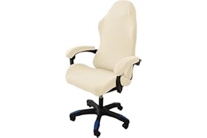 OQHAIR Ergonómico Cubre sillas Gaming Jacquard elástico Cubre sillas Gaming Antideslizante a Prueba de Polvo con 2 Fundas para reposabrazos con Cremallera -Beige