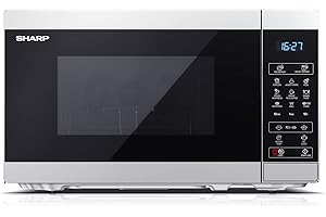 Sharp Mikrowelle YC-MG02E-S 20L, Silber/Schwarz, 800W Mikrowellenleistung, Voll-digitale Steuerung, 11 Stufen, 8 Automatikprogramme, Grillfunktion 1000W