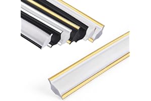 GHIBFBT Zierleisten Selbstklebend Selbstklebender Deckenleiste, 5M Deckenleisten PVC Dreieck Zierleiste Flexible & leicht, Sockelleiste Selbstklebend für Wandkanten Fliesenkanten (Weiß+Gold-Klein)