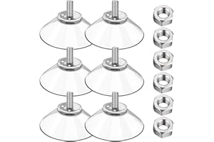 ZCSOWE Set di 6 Ventosa con Filettatura (Forte Forza Adesiva), Ventose in Vetro con Dado zigrinato Trasparente, Ø 32 mm, Bottoni a Ventosa, Ventosa avvitabile, bocchette di aspirazione