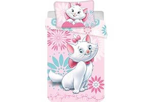 Honbeanify Marie Cat Les Aristocats Baby-Bettwäsche, Bettbezug aus Baumwolle, Rosa, 100 x 135 cm