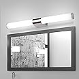 HUA QIANG WANG 22inch Stainless Steel LED Mirror Lights Bathroom Vanity Light Fixtures Bathroom Lighting Fixture Over Mirror Silver Modern Vanity Lamp 15W 3-Color Wall Lamp for Washroom