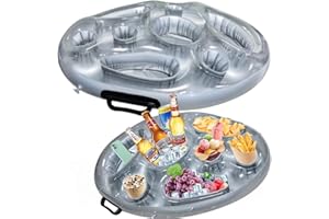 Baanfly Inflatable Floating Drink Holder, Hot Tub Accessories, 8 Holes Large Cloud Pool Holder for Beverage Salad Fruit Buffet Server, Large Capacity for Outdoor Summer Swimming Beach Party Supply