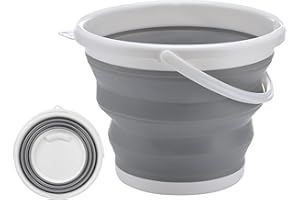 ‎NEEZ NEEZ Faltbarer Eimer aus Silikon – 10 Liter Eimer mit Griffen – Mehrzweck-Klappeimer für Camping, Waschmittel, Fensterreinigung & Außenbereich (Grau)