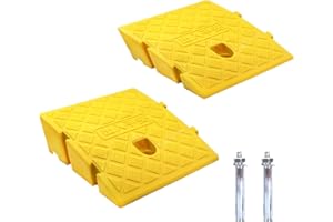 JAHOMFAI Rampas para Coches, Rampa Bordillo Coche, Ligeras Portátiles para Calzadas, Aceras, Motos, Scooters, con 2 Pernos de Extensión