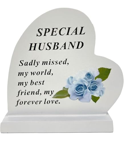 Angraves Husband Double Heart Flower Graveside Memorial Plaque - View #3