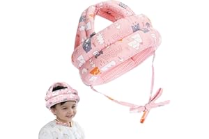 CATOR Protector Cabeza Bebe, Casco Bebe Golpes, Casco Seguridad Bebe, Casco Protector Ajustable, Apto para Bebés de 0.5 a 3 años, Hecho de Algodón Agradable Para La Piel(Rosa)
