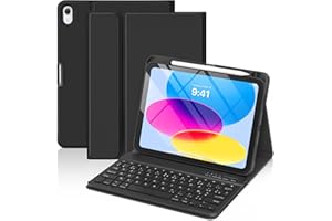 GAOJIE Coque Clavier pour iPad 11e Génération A16 2025/10e Génération 10,9 Pouces 2022, Coque de Protection avec Porte-Crayon, AZERTY Clavier Français Détachable sans Fil pour iPad 11/10.9''(Noir)