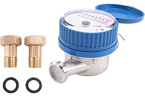 Gokoti Contador de Agua de un Solo Chorro Contador de Agua de LatóN Medidor de Agua de Flujo para Uso DoméStico y de JardíN